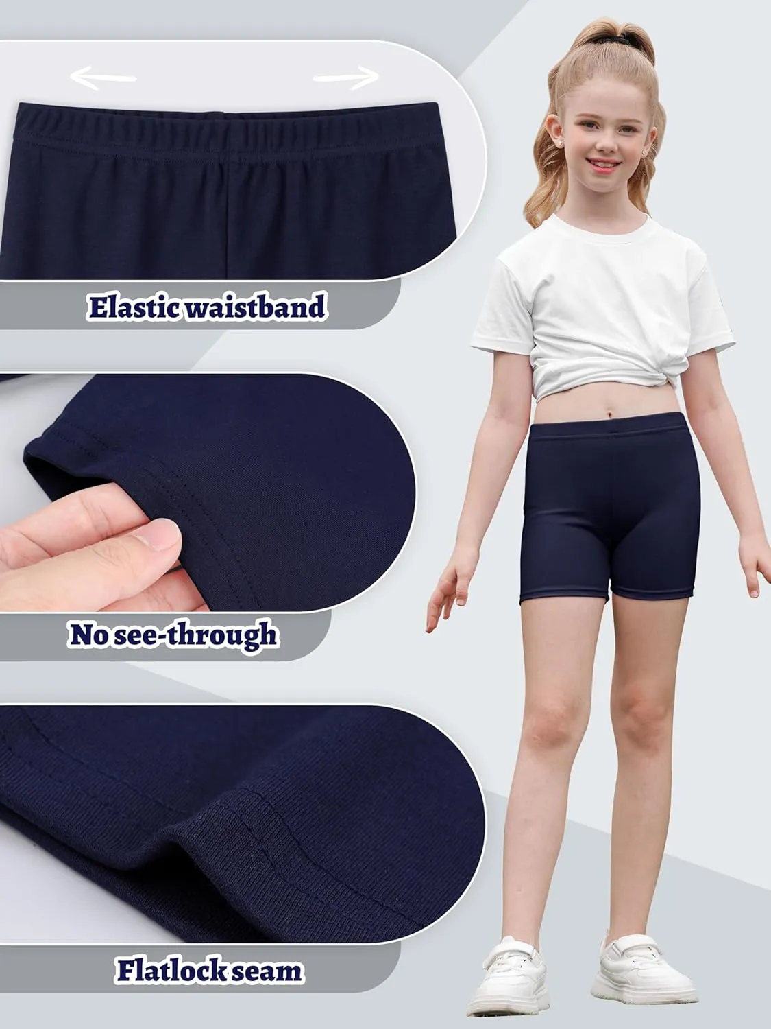 6 Pack Cotton Girls Bike Shorts Girls Shorts Kids Clothes Cartwheel Under Dress Breathable Multi-Color