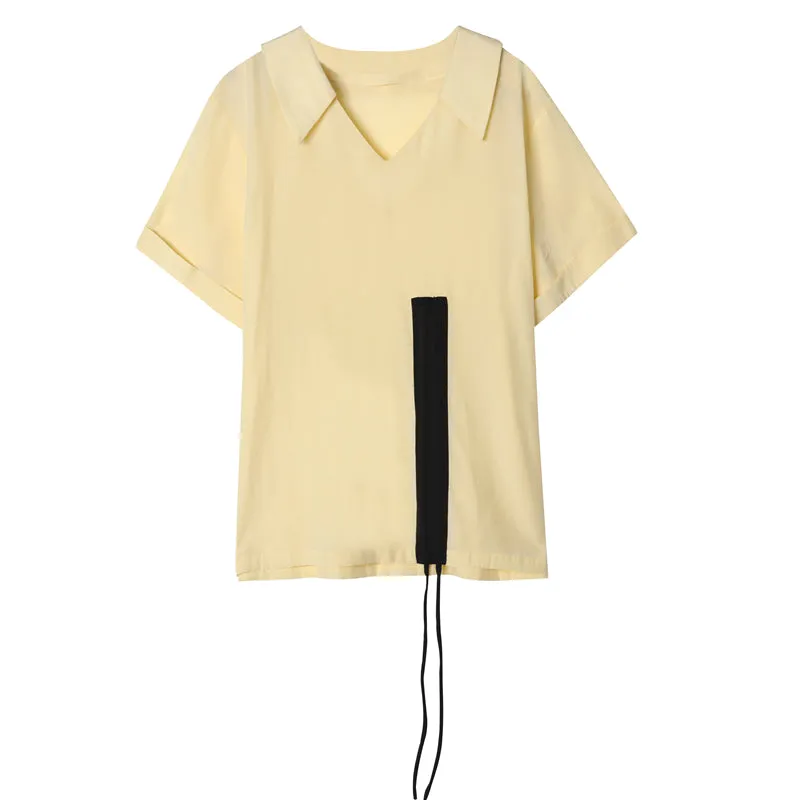 8GIRLS DESIGN RUFFLE LACE UP SIDE BLOUSE