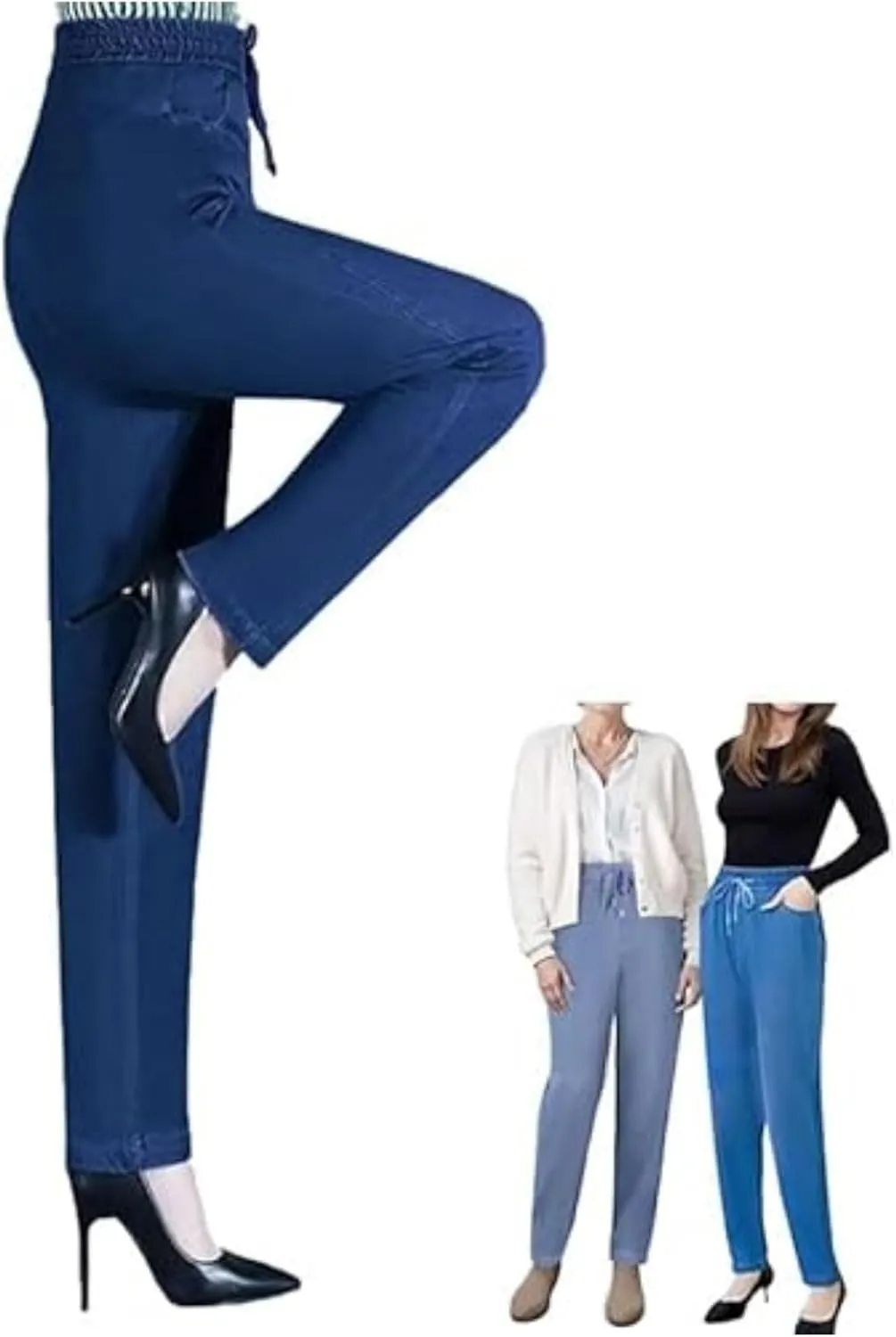 Aromia Jeans for Older Woman, Janemore Comfy Jeans, ComfiJeans - High Waist Ultra-Stretch Mom Pants Pull On Trousers