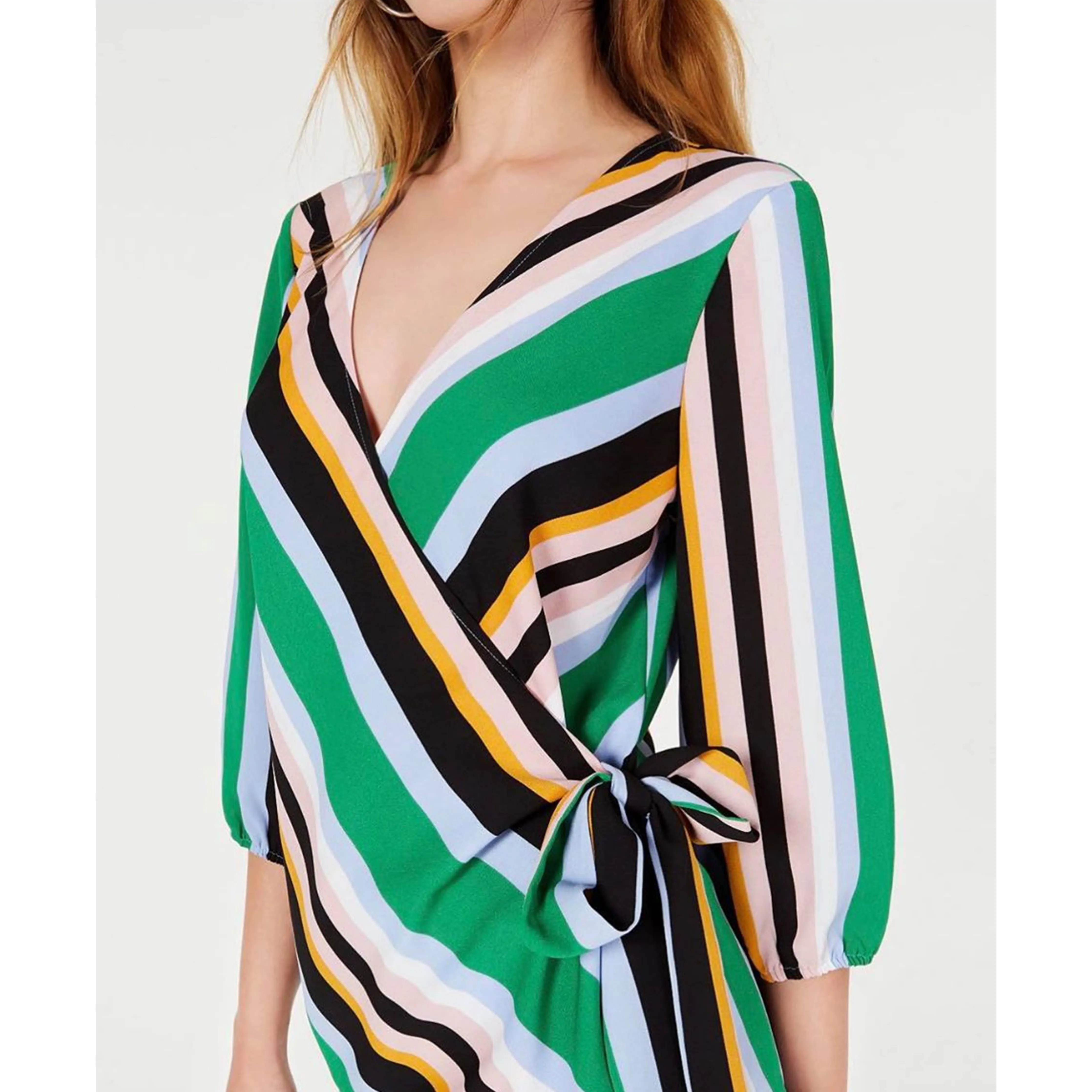 Bar III Striped Wrap Blouse (Small)