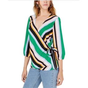 Bar III Striped Wrap Blouse (Small)
