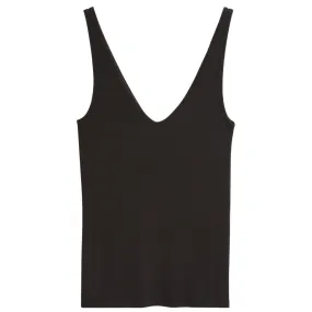 Black Rib V-Neck Tank