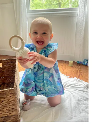 Bubble Romper -  Blue Lagoon - 100% Cotton / Guaze - Ruffle Sleeve - Elastic leg - Baby - BLULAG242