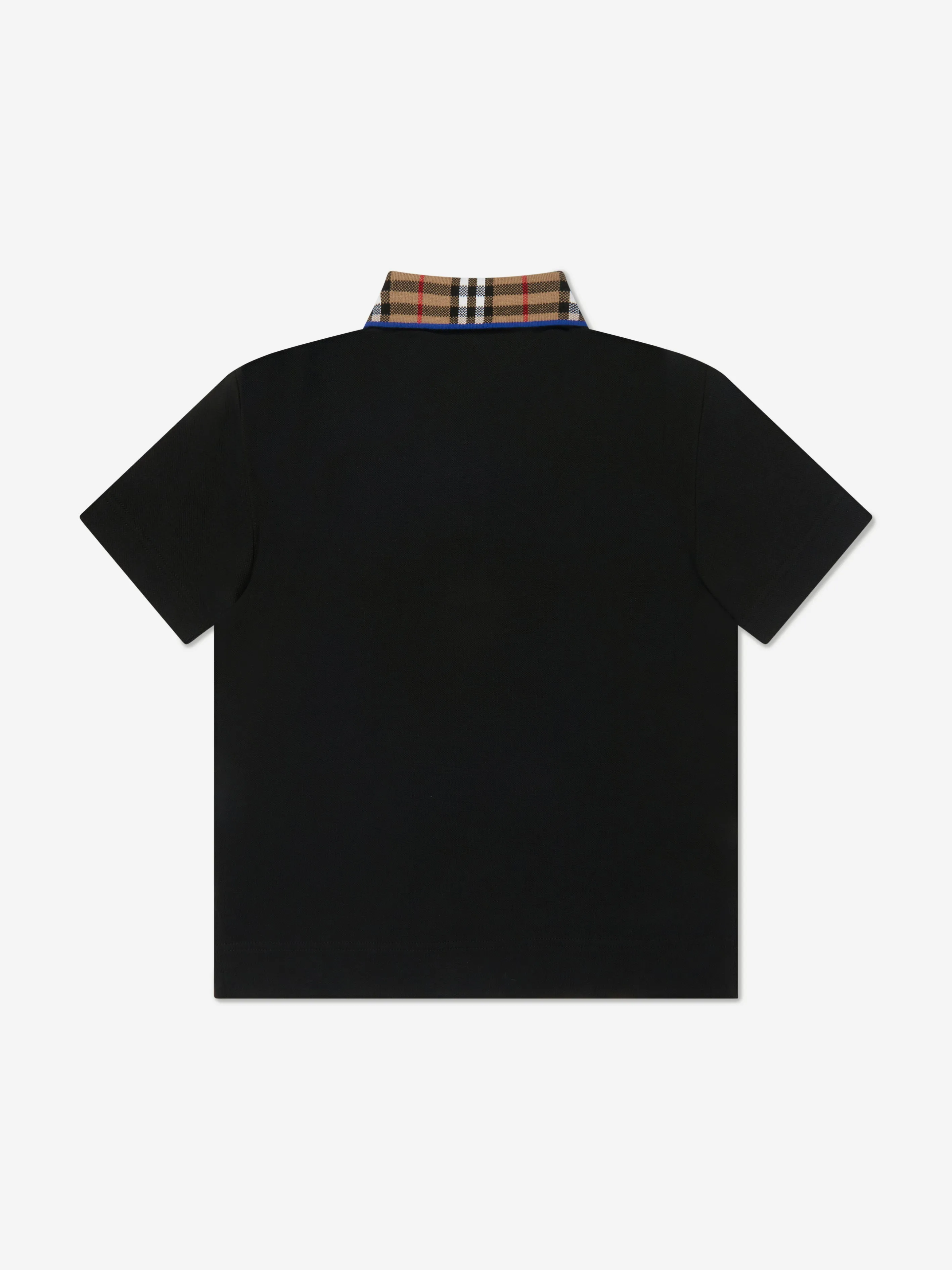 Burberry Boys Check Collar Johane Polo Shirt in Black