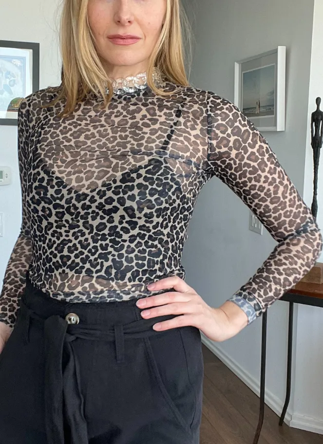 C’est Moi Sheer Animal Print top