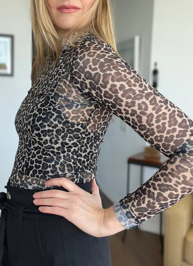 C’est Moi Sheer Animal Print top