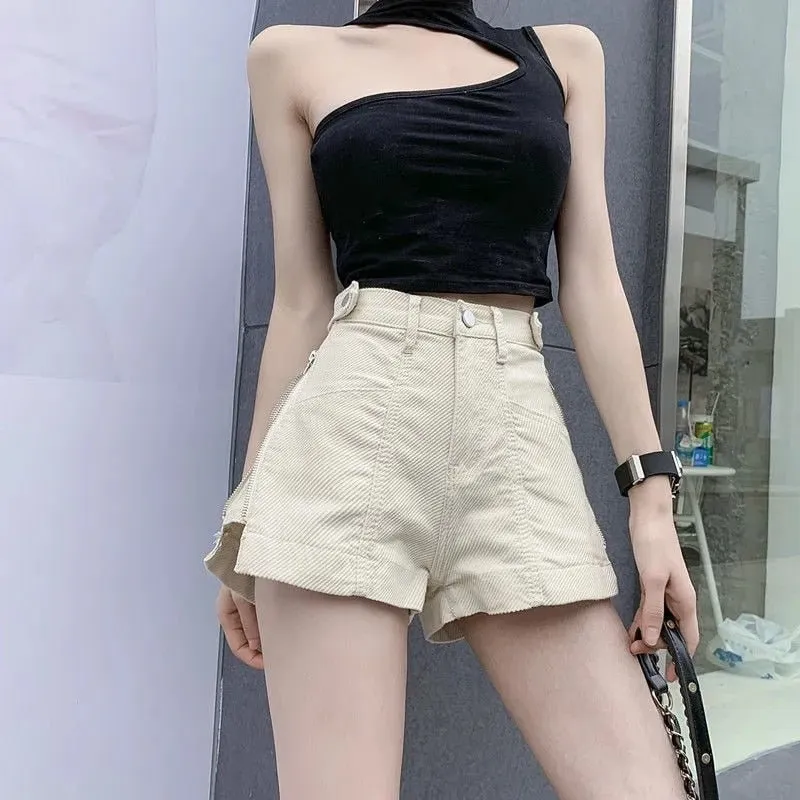 Chic Side Zipper High Waste Skort Shorts