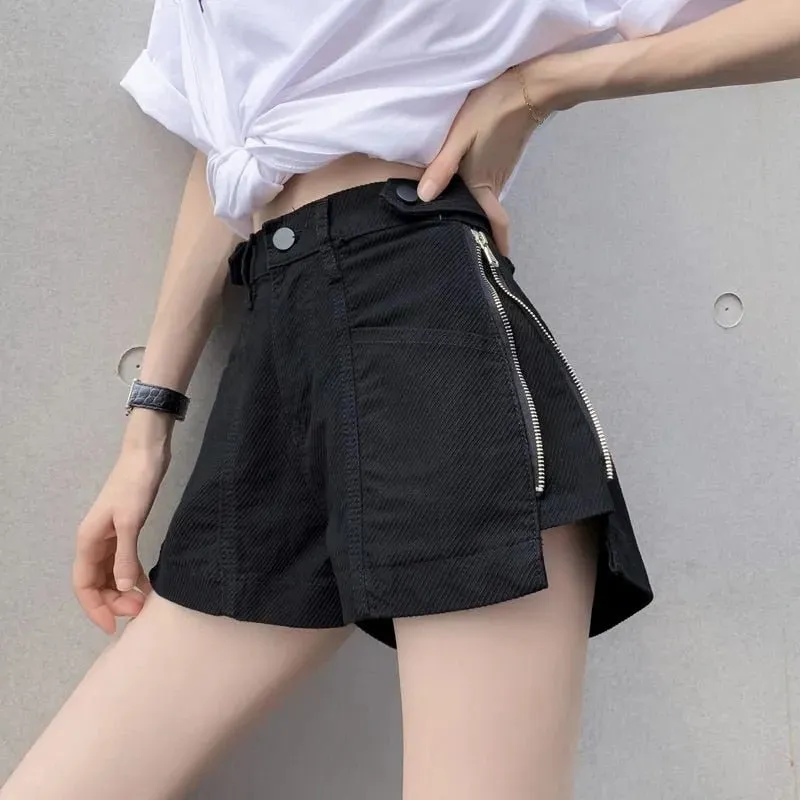 Chic Side Zipper High Waste Skort Shorts