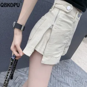 Chic Side Zipper High Waste Skort Shorts