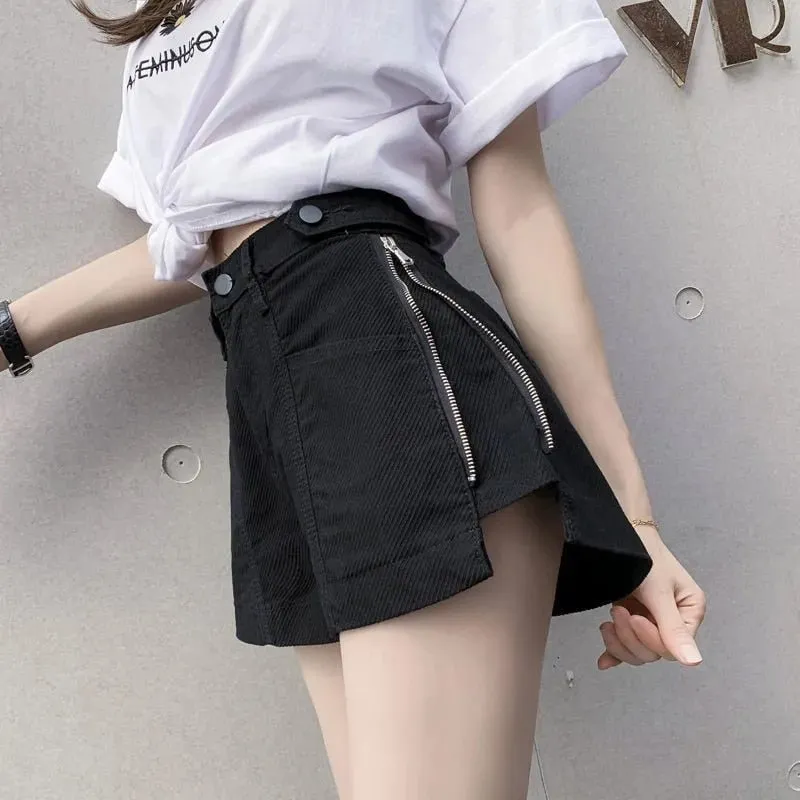 Chic Side Zipper High Waste Skort Shorts