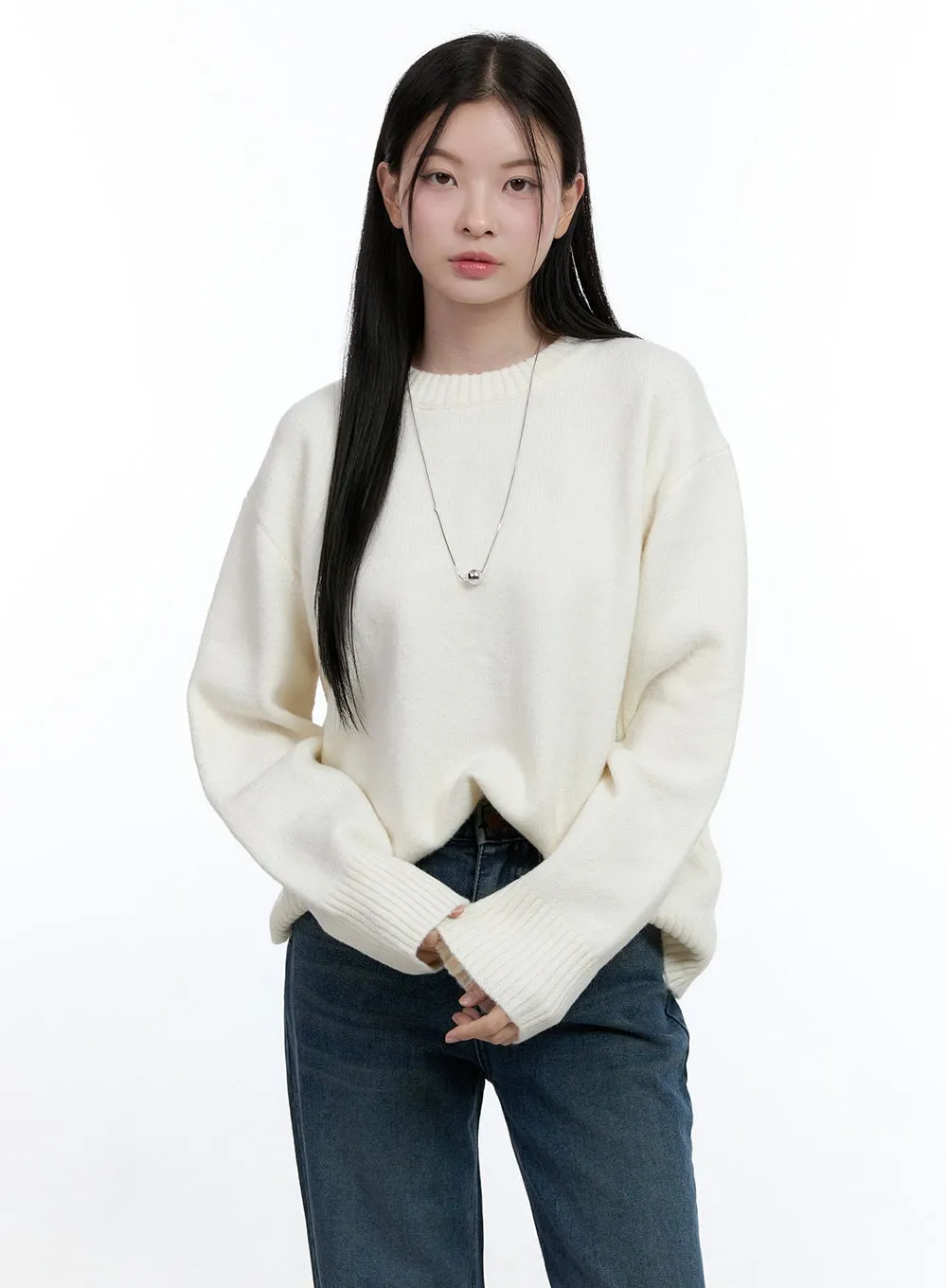 Comfy Wool Round-Neck Pullover OO429