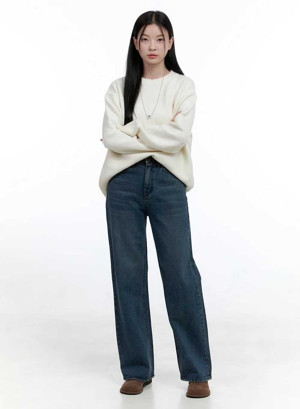 Comfy Wool Round-Neck Pullover OO429
