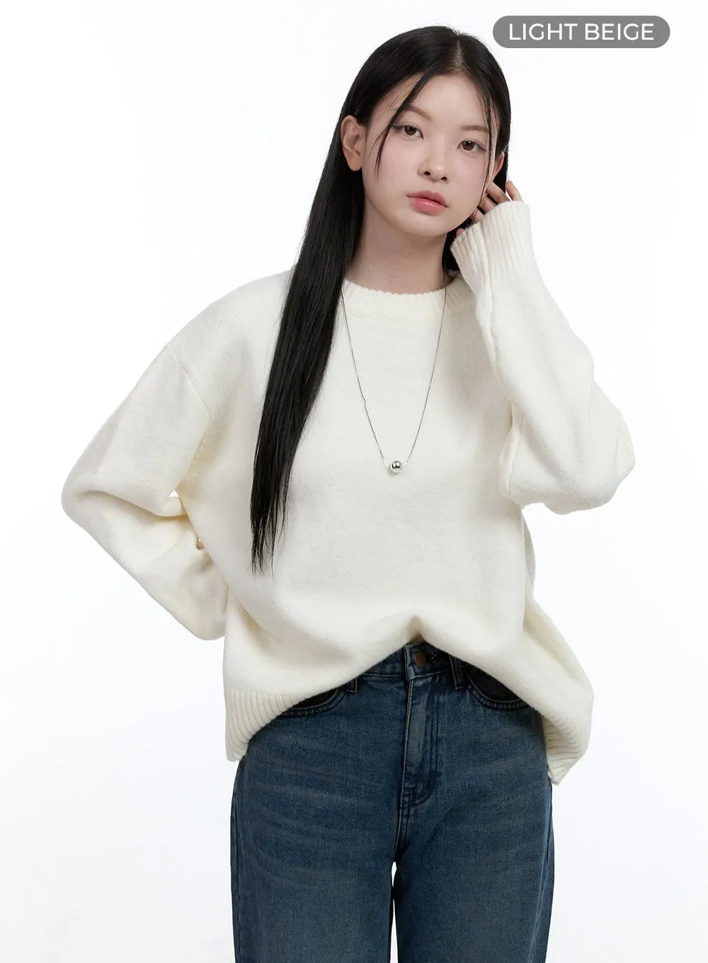 Comfy Wool Round-Neck Pullover OO429