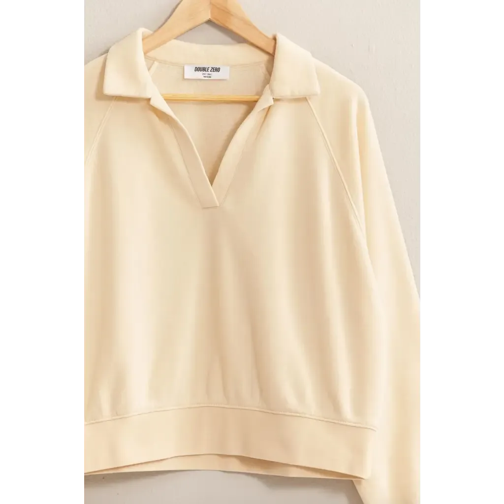 Eleanor Cream Collared Raglan Sleeve Sweatshirt