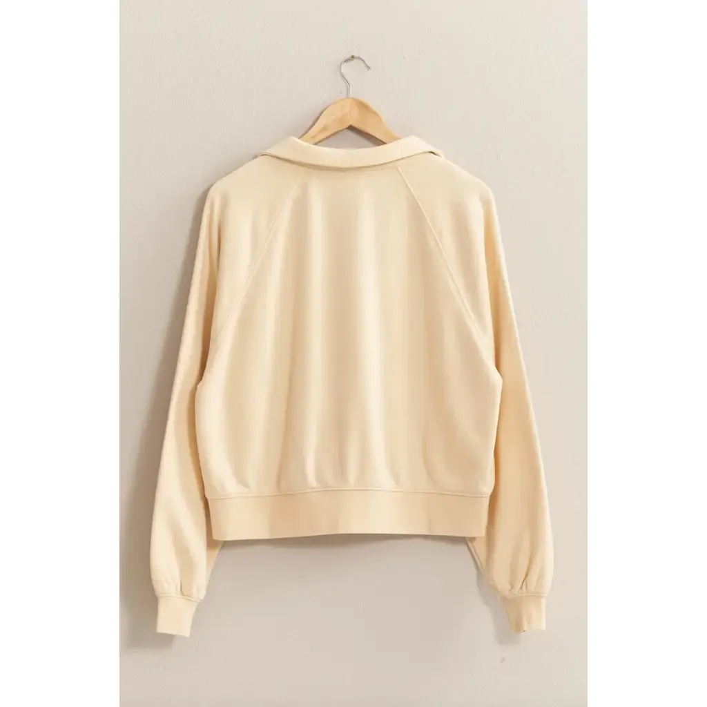 Eleanor Cream Collared Raglan Sleeve Sweatshirt