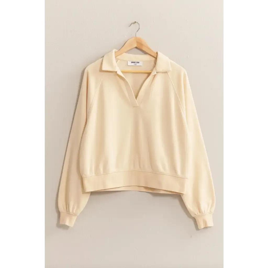 Eleanor Cream Collared Raglan Sleeve Sweatshirt