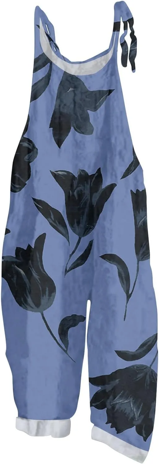 Floral Jumpsuits for Women, Spring Loose Beach Fashion Boho Casual Womens Romper