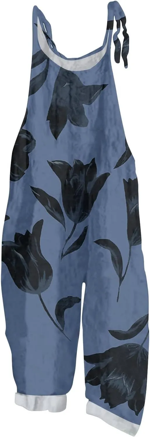 Floral Jumpsuits for Women, Spring Loose Beach Fashion Boho Casual Womens Romper
