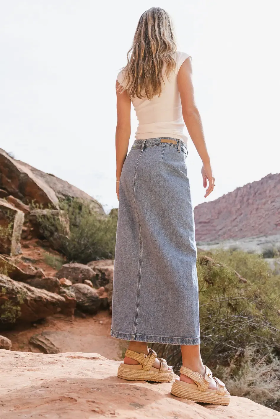 Halle Button Denim Skirt - FINAL SALE