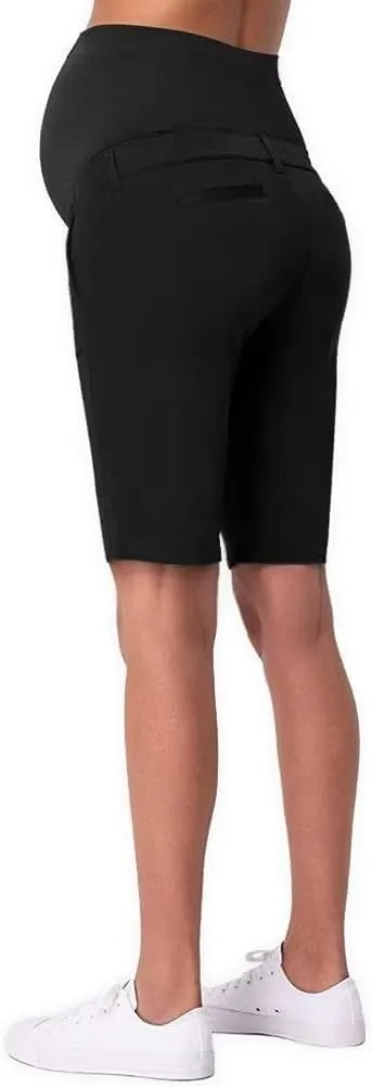 Hybrid & Company Women's Maternity Denim Shorts Over The Belly Comfy Skinny Bermuda Jeans