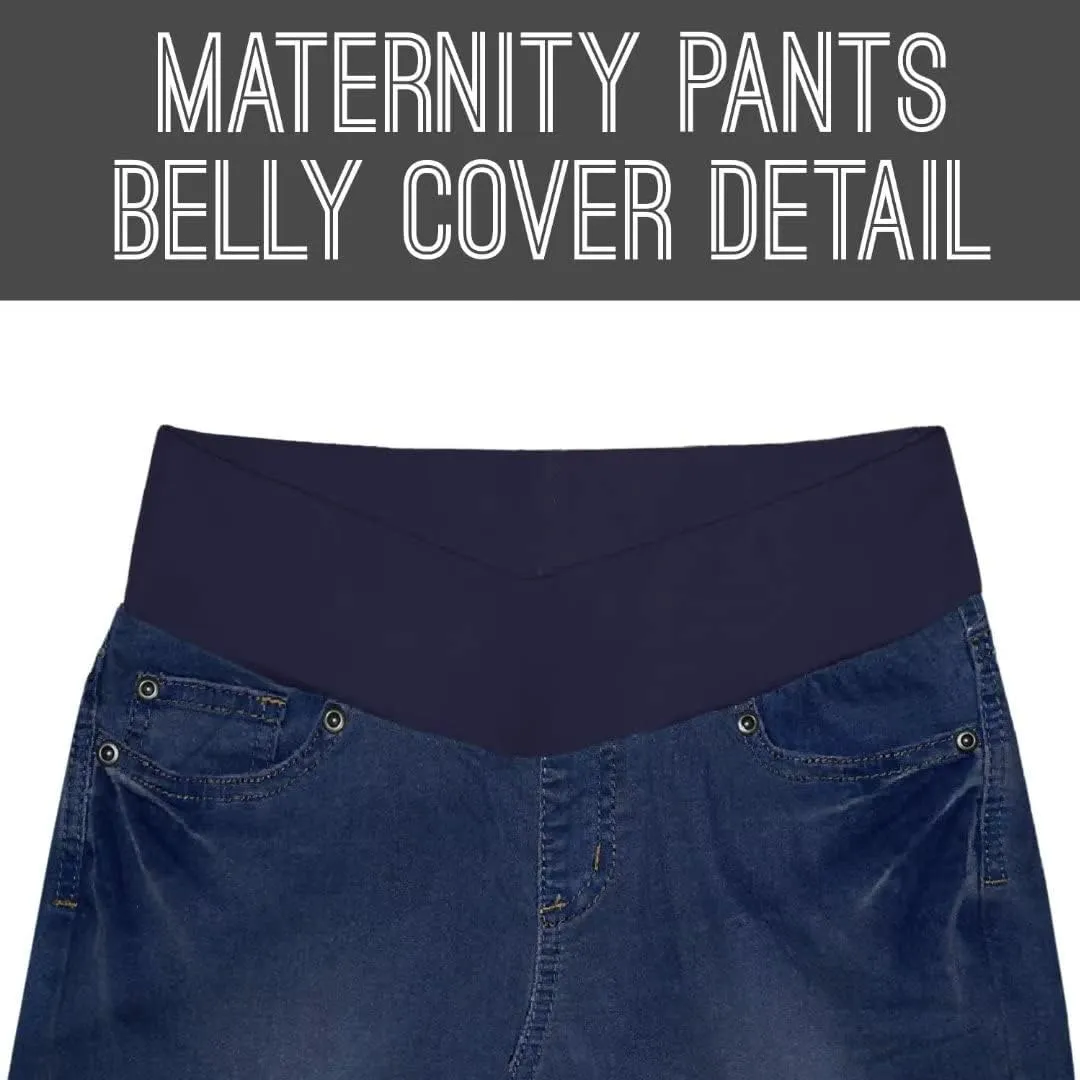 Hybrid & Company Women's Maternity Denim Shorts Over The Belly Comfy Skinny Bermuda Jeans