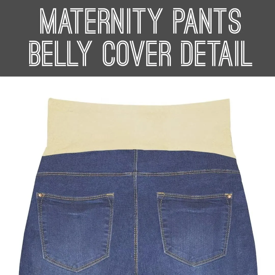 Hybrid & Company Women's Maternity Denim Shorts Over The Belly Comfy Skinny Bermuda Jeans