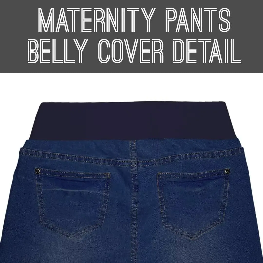 Hybrid & Company Women's Maternity Denim Shorts Over The Belly Comfy Skinny Bermuda Jeans