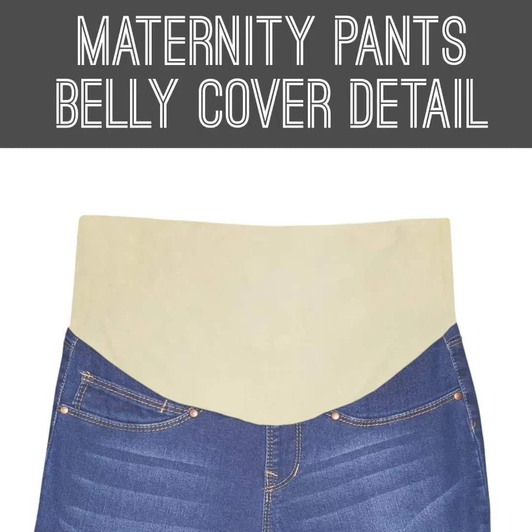 Hybrid & Company Women's Maternity Denim Shorts Over The Belly Comfy Skinny Bermuda Jeans