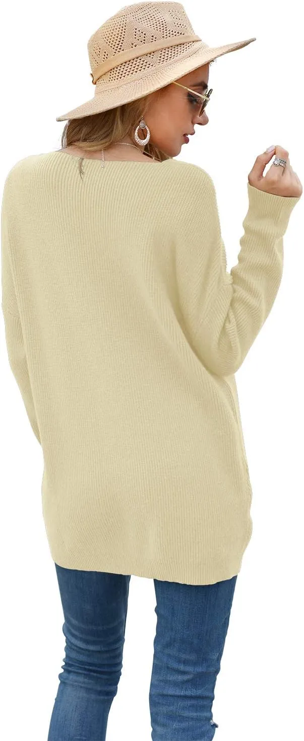 Iandroiy Women's Batwing Sleeve Off Shoulder Loose Oversized Baggy Tops Sweater Pullover Casual Blouse T-Shirt
