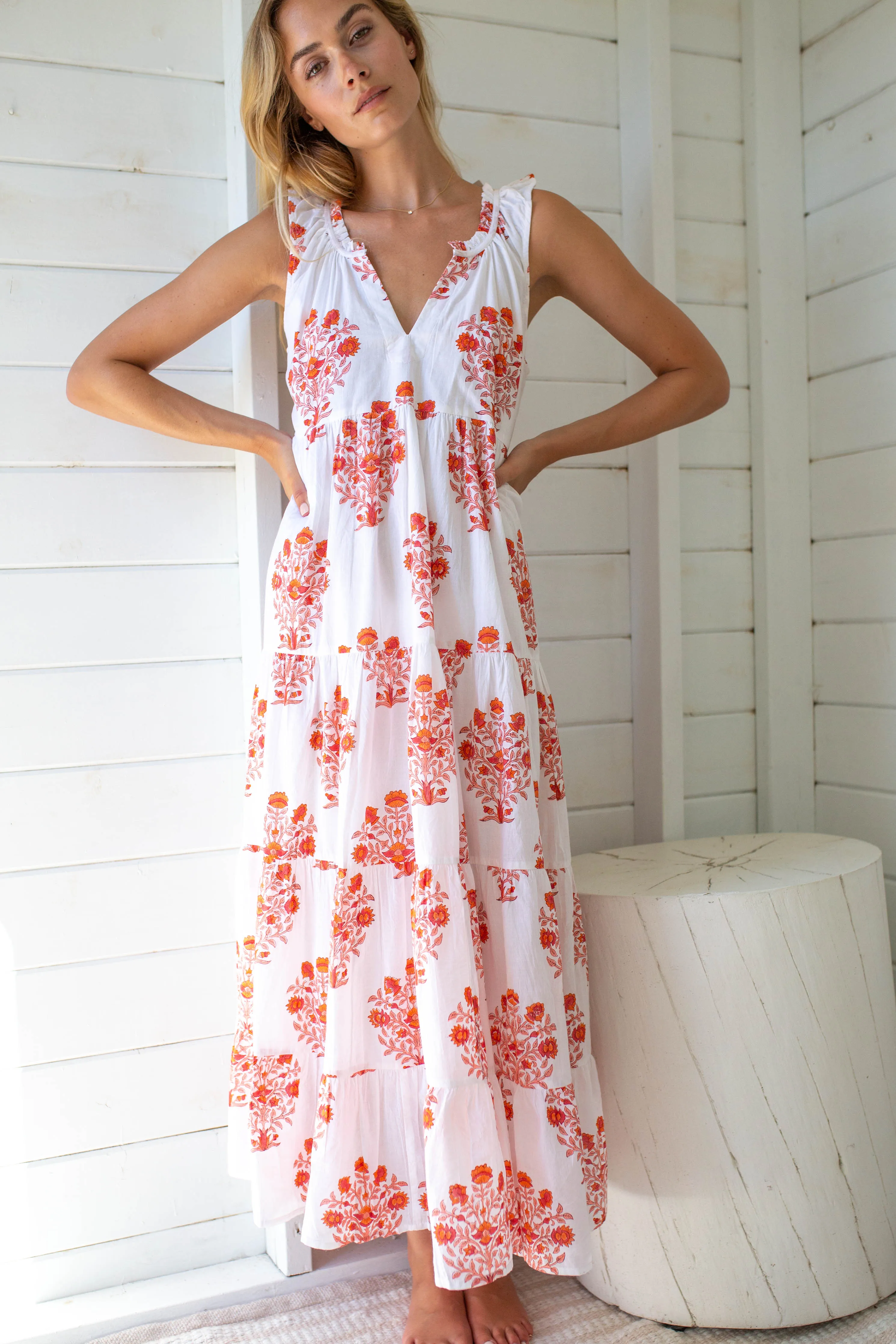 Jillian Maxi Dress - Beach Rose Gardenia