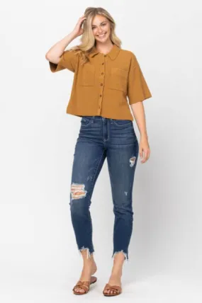 Judy Blue Mid-Rise Shark Bite Slim Fit