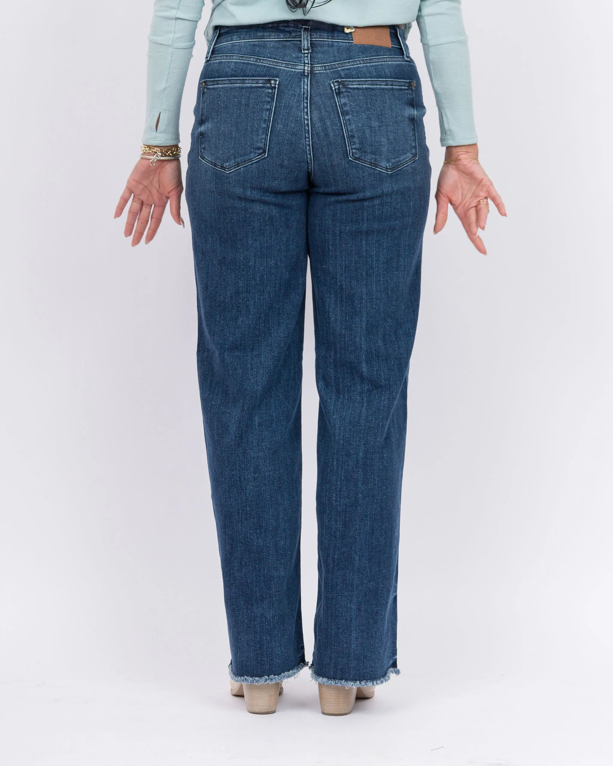 Judy Blue Mid Rise Wide Leg with Tint Denim -Dark