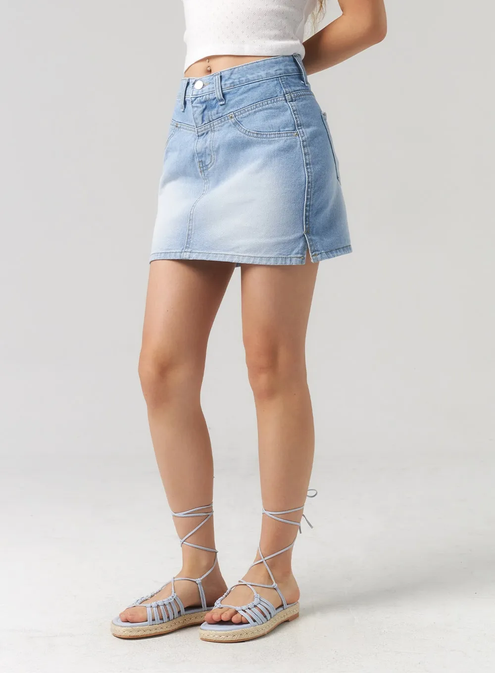 Light Wash Denim Mini Skirt CL303