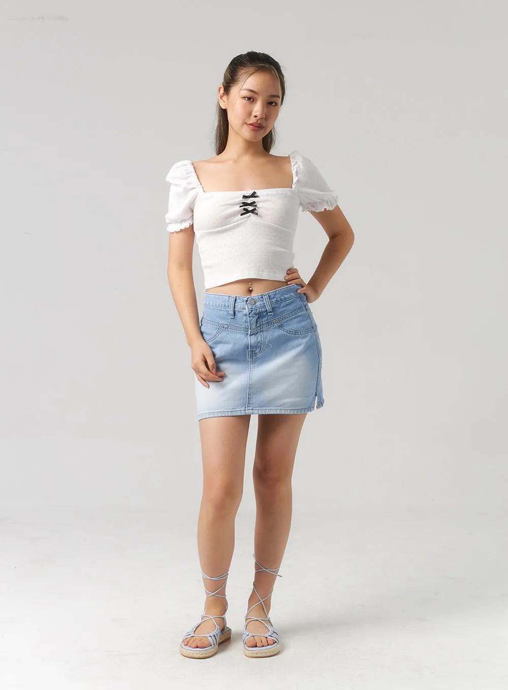 Light Wash Denim Mini Skirt CL303