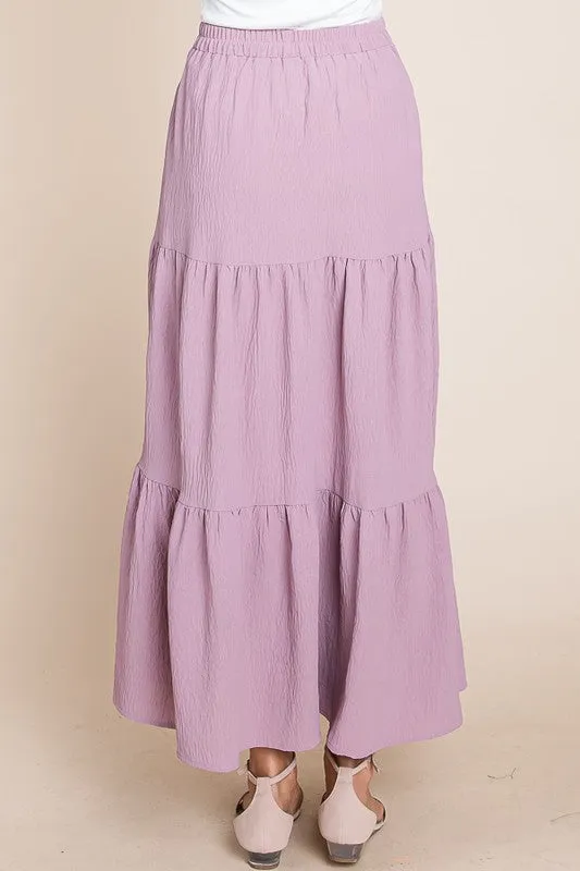 Lilac A Woven Yoke Tiered Skirt