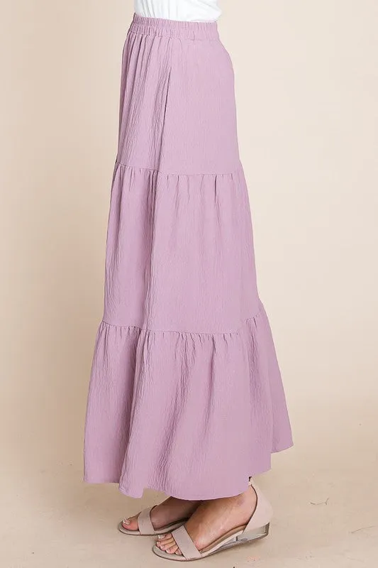 Lilac A Woven Yoke Tiered Skirt