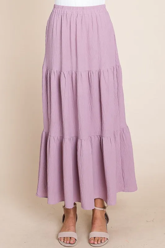 Lilac A Woven Yoke Tiered Skirt