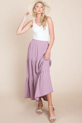 Lilac A Woven Yoke Tiered Skirt