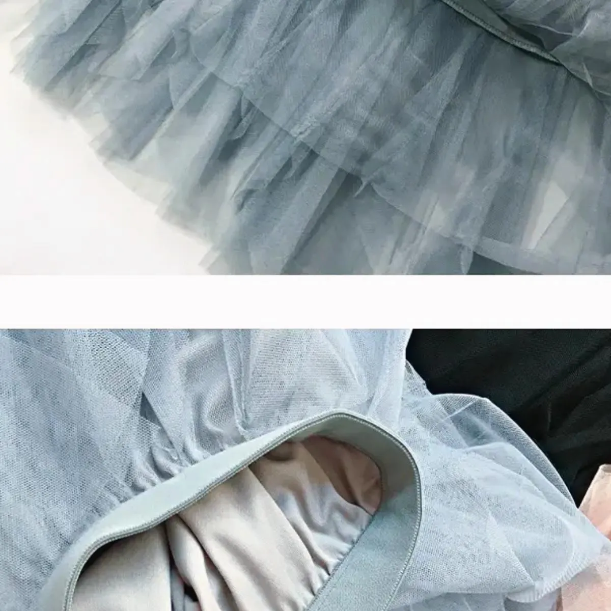 Luexco Long Skirt Vintage Ruffled Chiffon Flounces