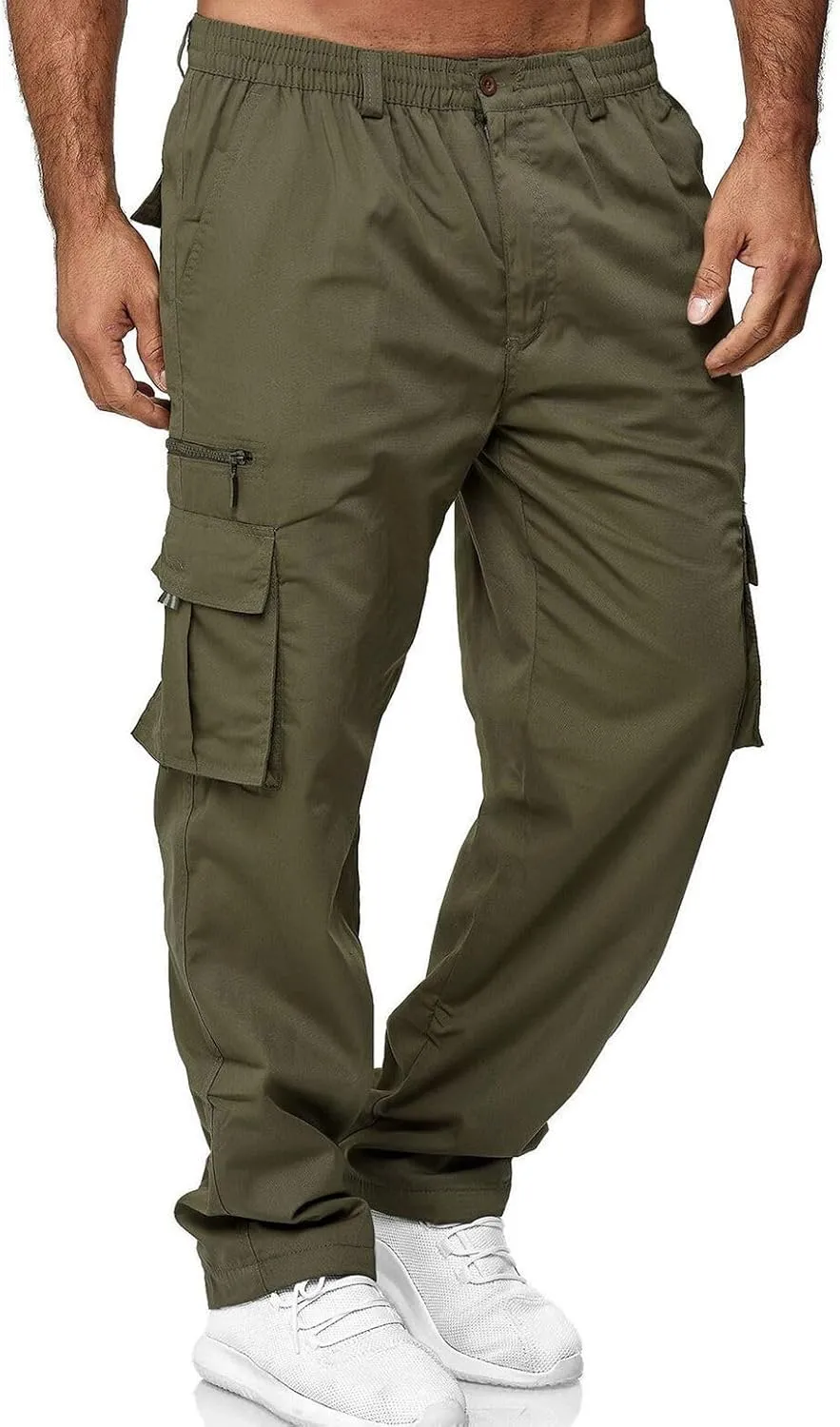 Lu's Chic Women's Cargo Pants Straight Leg Joggers Casual Track Winter Hiking Fashion Slimming Pocket Trousers