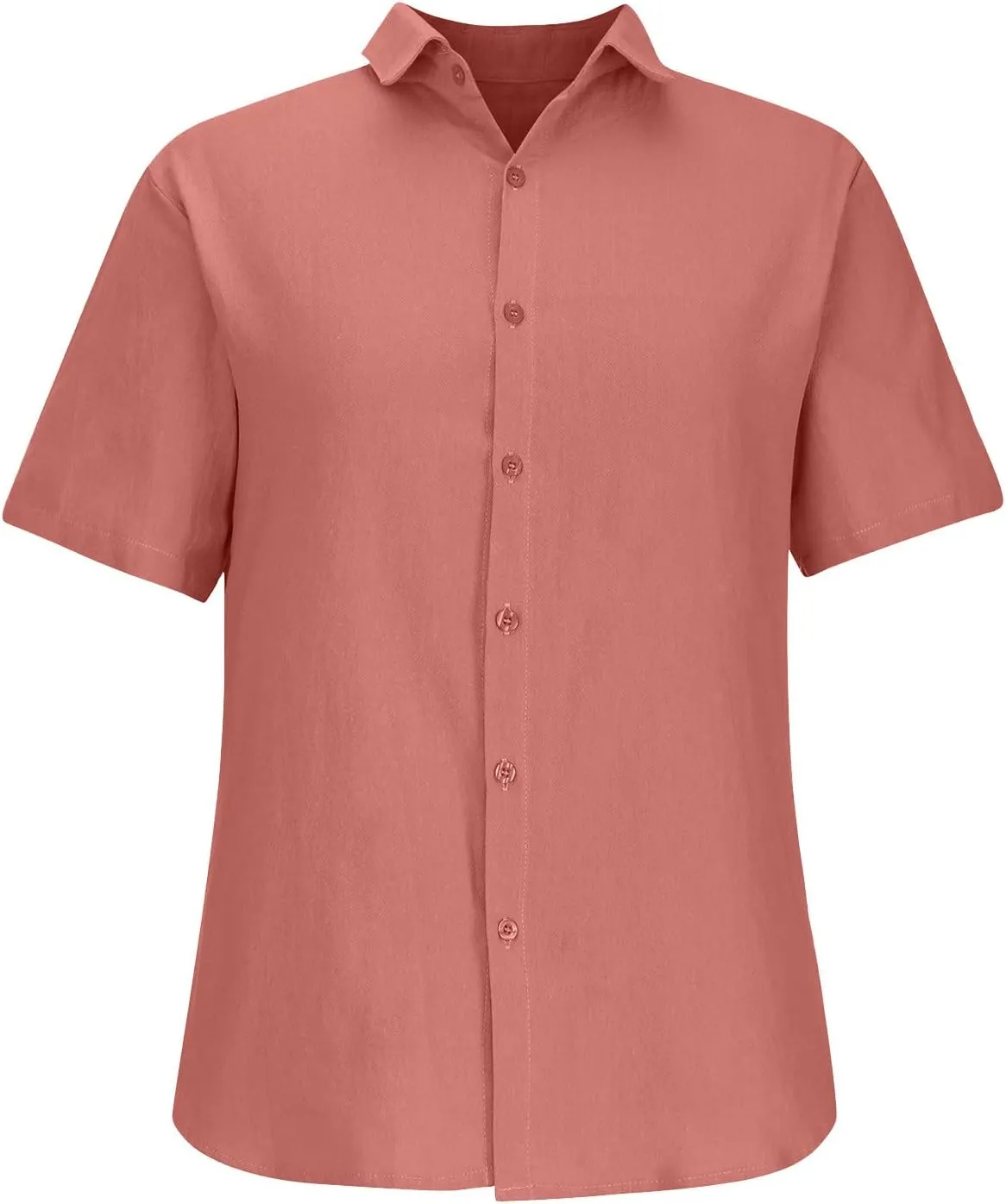 Men's Cotton Linen Short Sleeve Shirts Guayabera Linen Polo Tee for Men Button Down Summer Beach Vacation Blouses