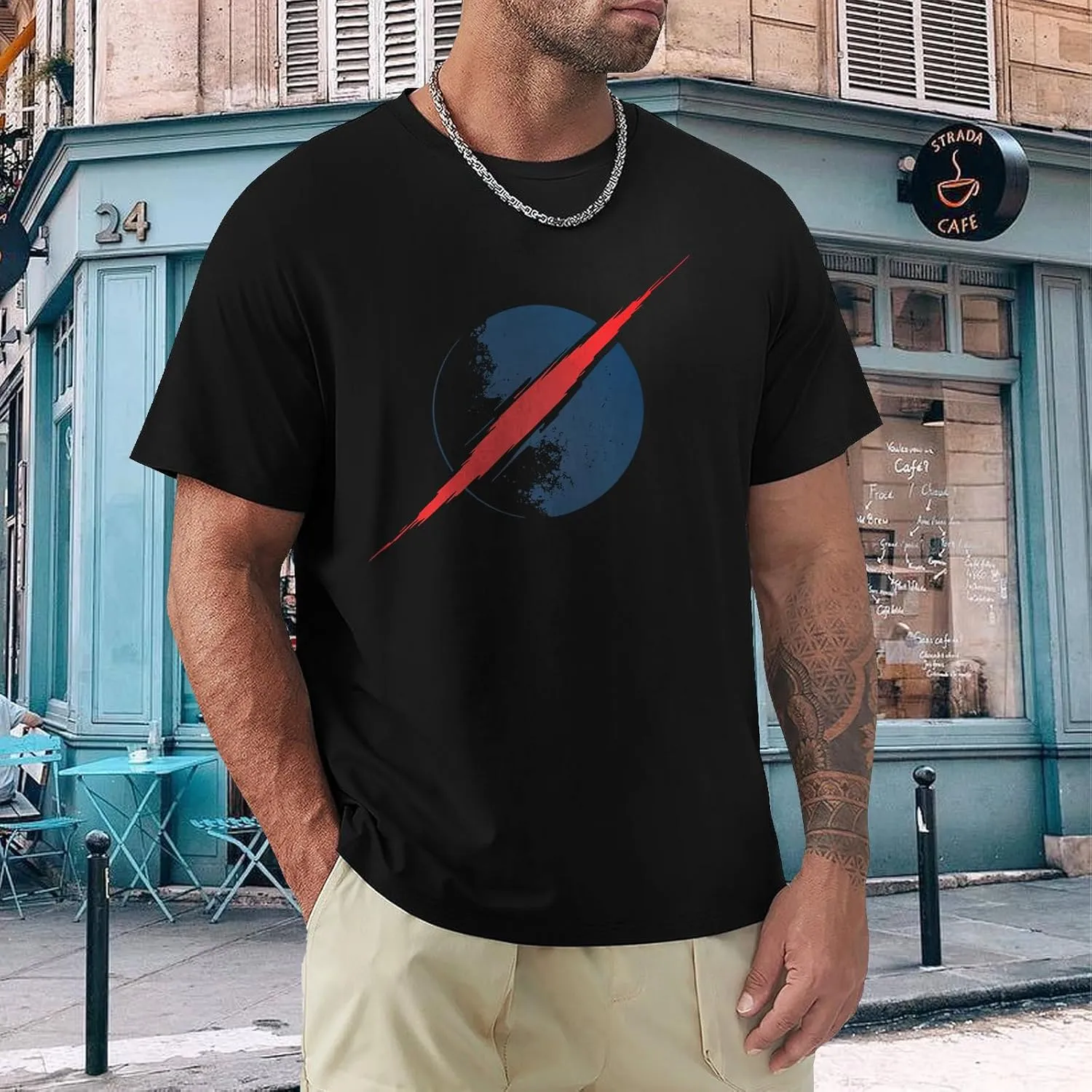 Men's Crewneck T Shirt Casual Drop Shoulder Oversized Tee Fashion Graphic Short Sleeve Cotton Tee 2025