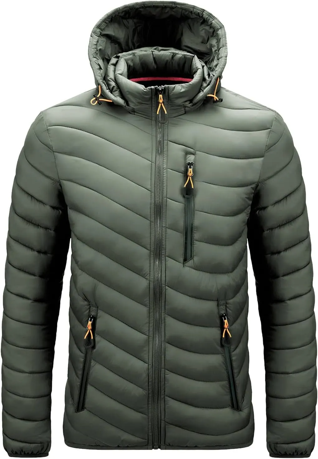 Men's Jacket Insulated Synthetic Down Puffer Jacket Winter Warm Coat Quilted Water Resistant Packable Hiking Camping