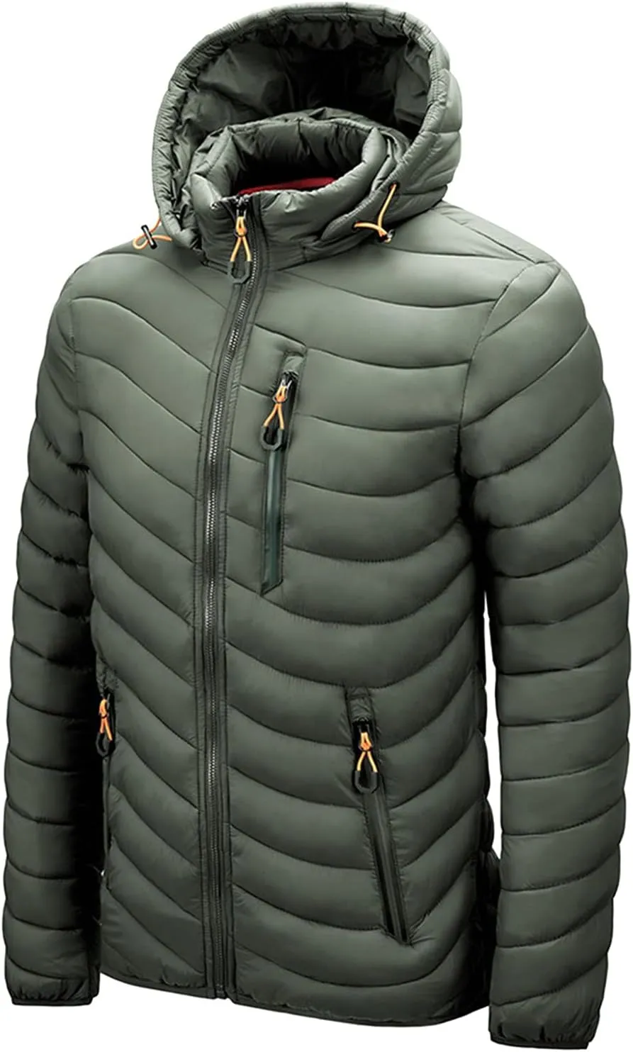 Men's Jacket Insulated Synthetic Down Puffer Jacket Winter Warm Coat Quilted Water Resistant Packable Hiking Camping