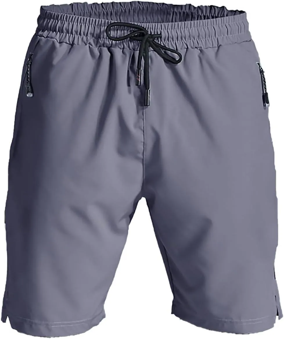 Mens Summer Quick Dry Athletic Running Shorts Drawstrings Lightweight 7 Inch Gym Workout Shorts Loose Solid Training Short
