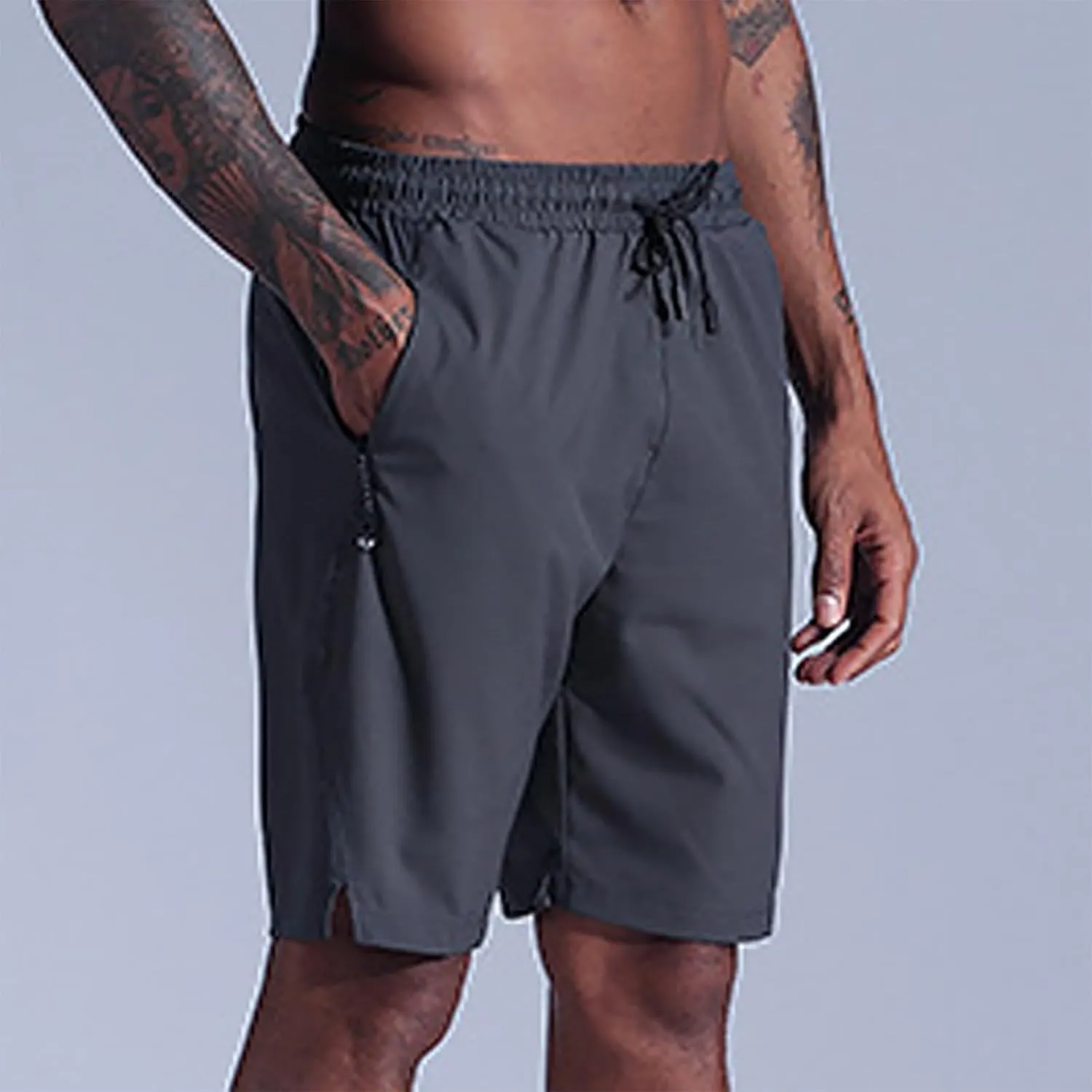 Mens Summer Quick Dry Athletic Running Shorts Drawstrings Lightweight 7 Inch Gym Workout Shorts Loose Solid Training Short