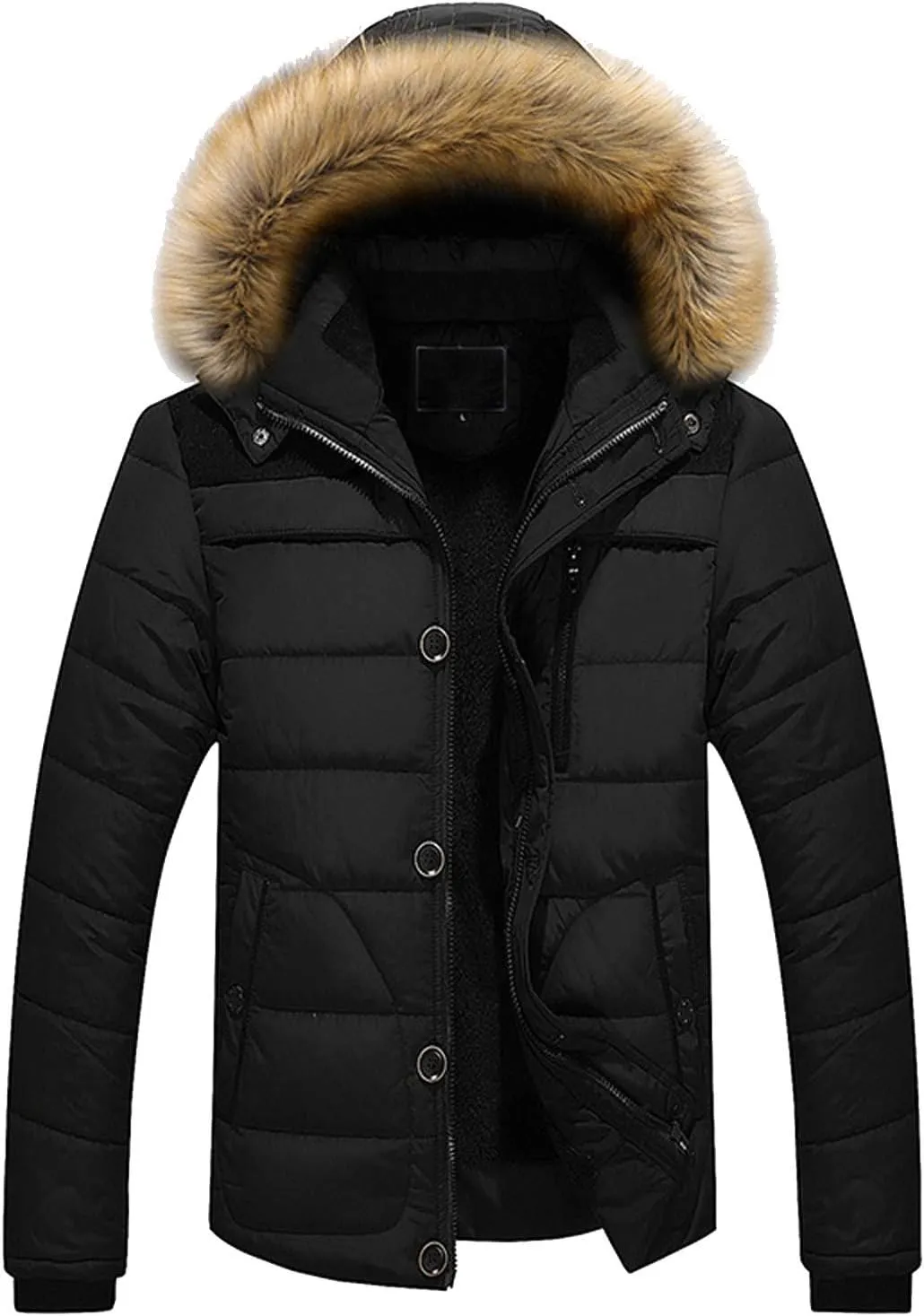 Men's Winter Jackets Soft Zip Up Quilted Long Sleeve Lightweight Hooded Jackets Winter Thicken Warm Jacket for Men