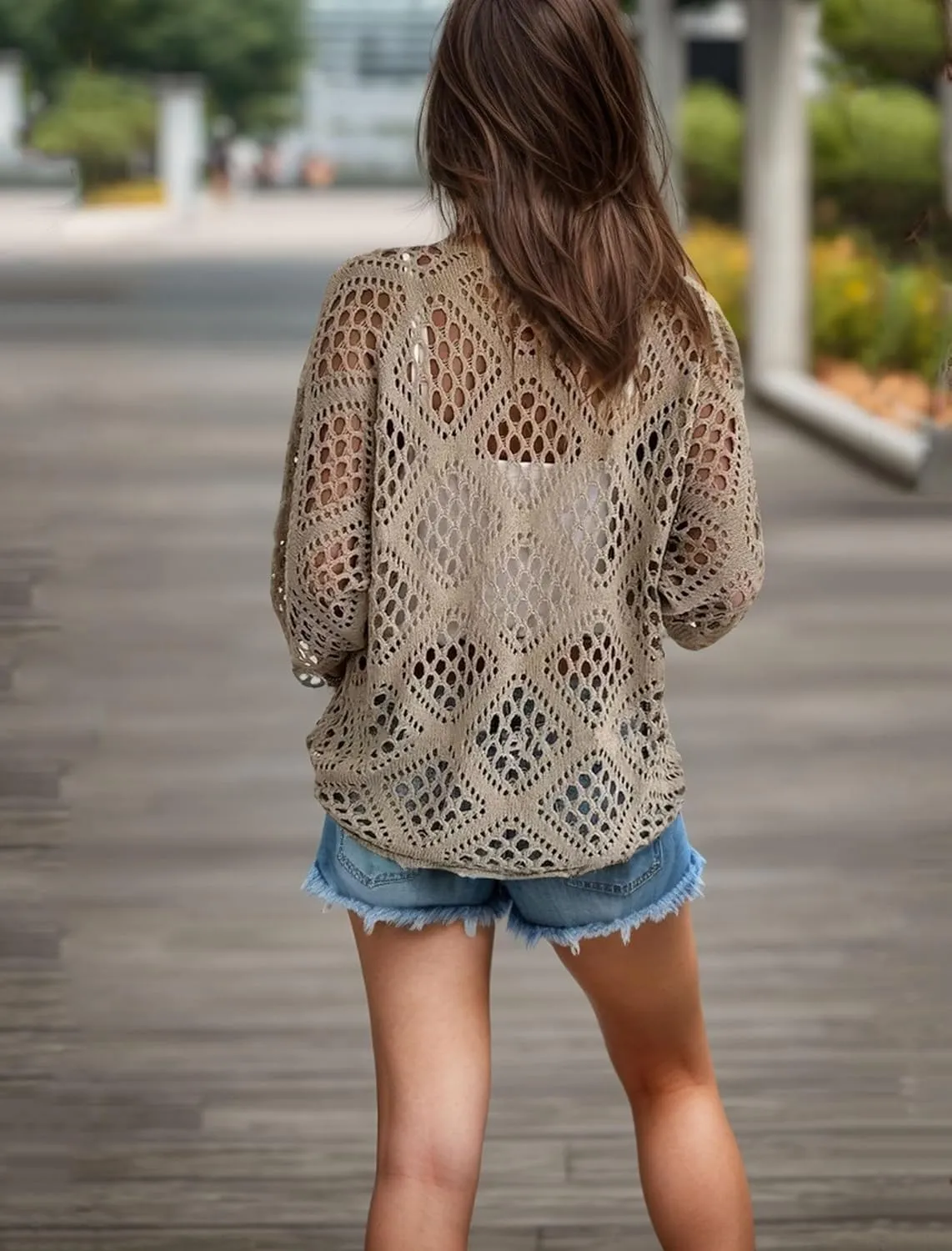 NASKY Women’s Casual Knit Pullover Hollow-Out 3/4 Batwing Sleeve Lightweight and Comfortable Boho Chic Summer Sweater
