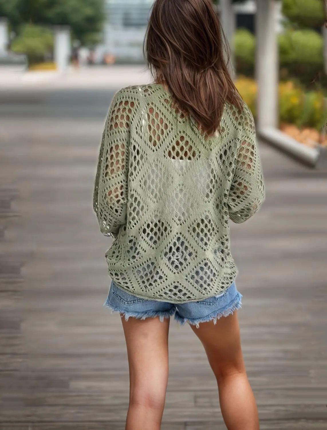 NASKY Women’s Casual Knit Pullover Hollow-Out 3/4 Batwing Sleeve Lightweight and Comfortable Boho Chic Summer Sweater