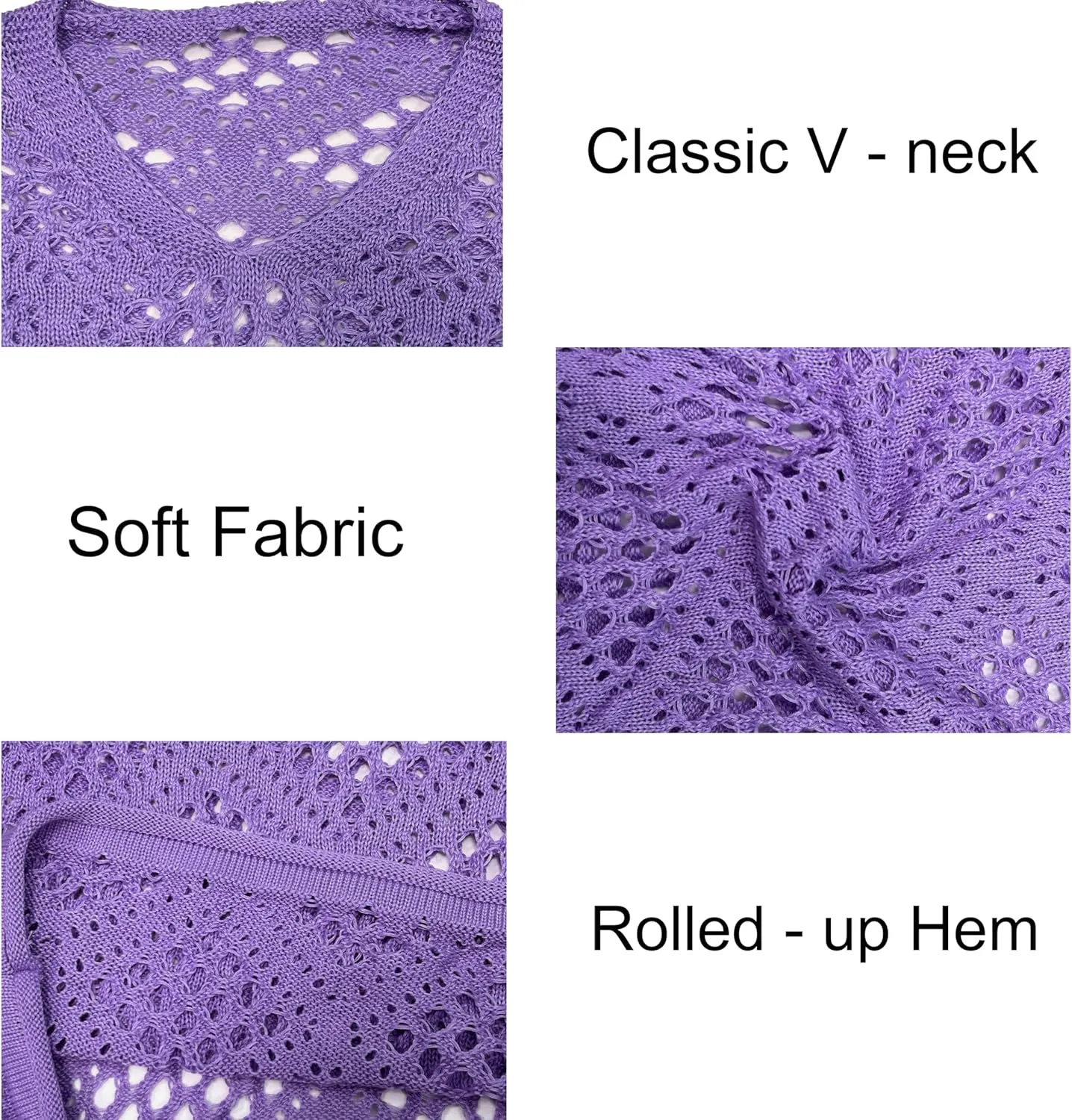NASKY Women’s Casual Knit Pullover Hollow-Out 3/4 Batwing Sleeve Lightweight and Comfortable Boho Chic Summer Sweater